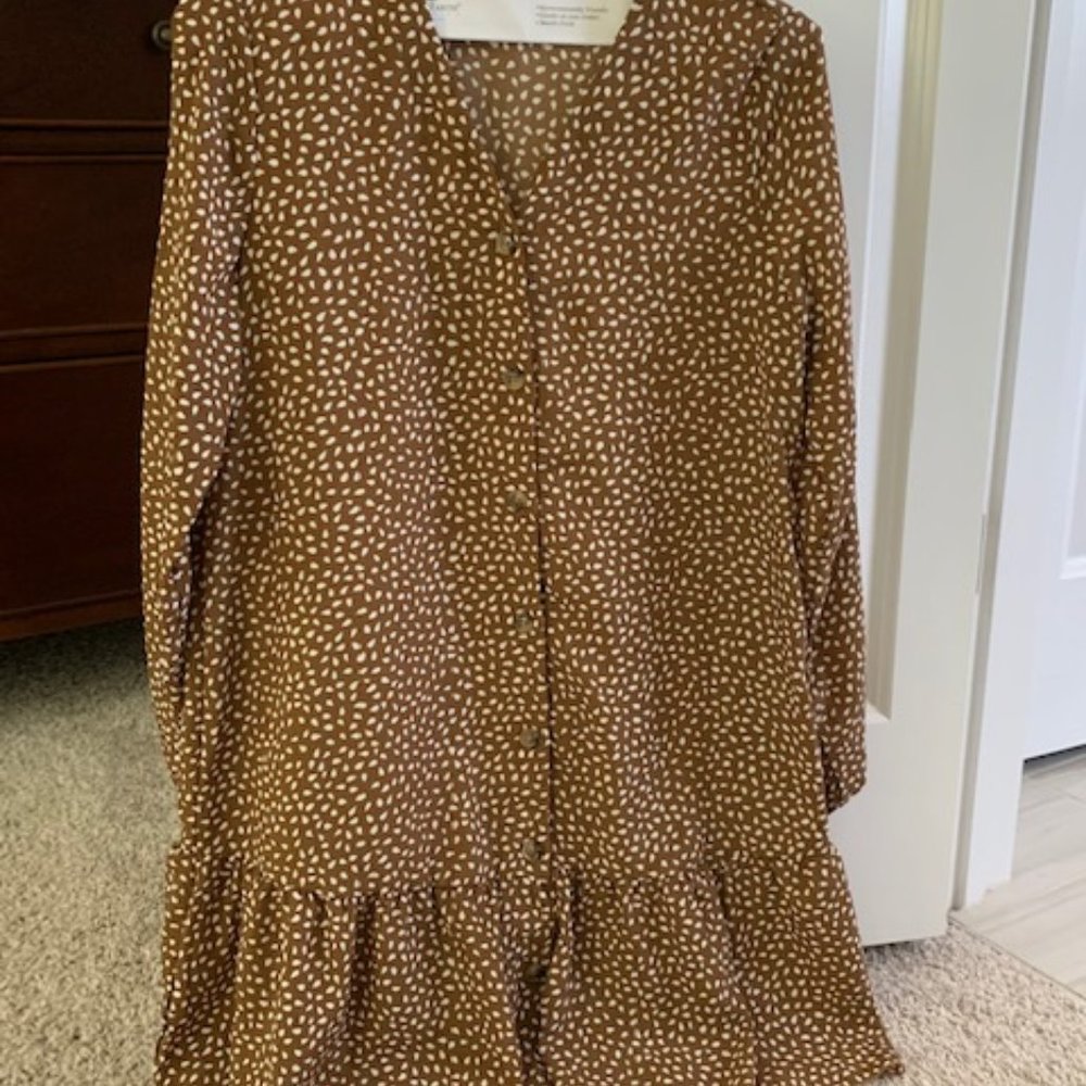 Button down silky shirt dress